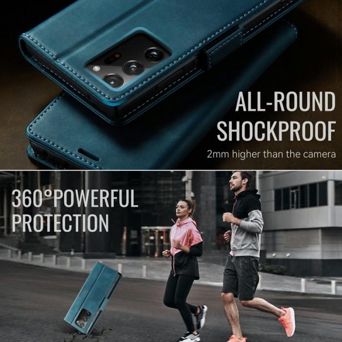 Caseme - CASEME 033 Series Samsung Galaxy Note20 Ultra Konstläder Plånboksfodral Blå