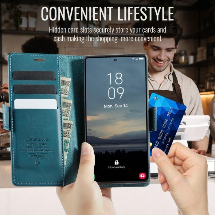 Caseme - CASEME 033 Series Samsung Galaxy Note20 Ultra Konstläder Plånboksfodral Blå