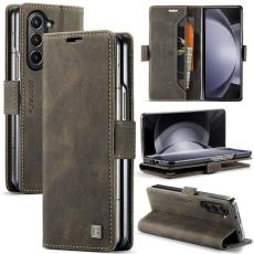 AUTSPACE - AUTSPACE Samsung Galaxy Z Fold5 Fodral KonstL&auml;der - Kaffe