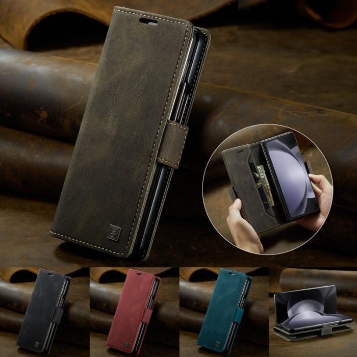 AUTSPACE - AUTSPACE Samsung Galaxy Z Fold5 Fodral KonstLäder - Kaffe
