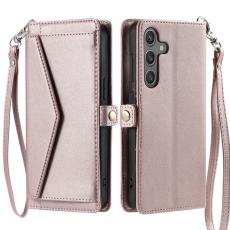OEM - Samsung Galaxy S26/S26 Pro Pl&aring;nboksfodral Konstl&auml;der Med Handrem - Ros&eacute;guld