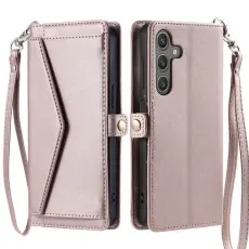 OEM - Samsung Galaxy S26/S26 Pro Pl&aring;nboksfodral Konstl&auml;der Med Handrem - Ros&eacute;guld