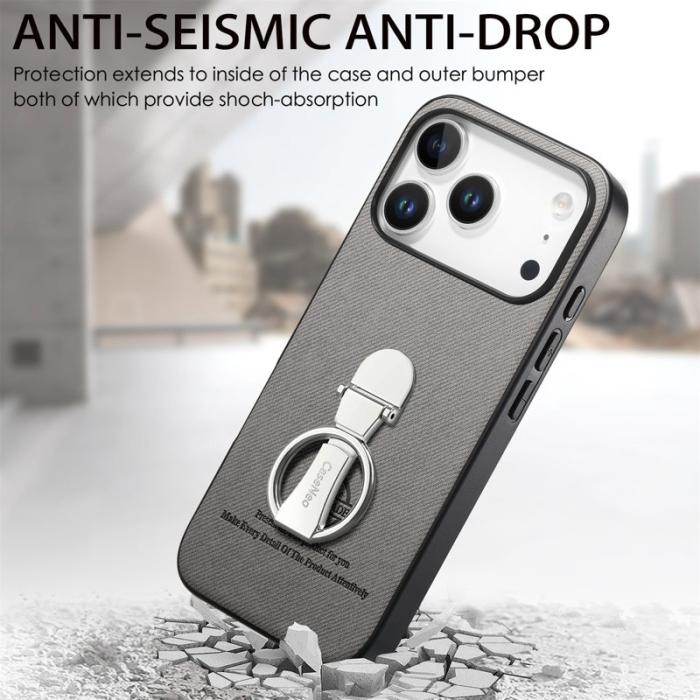 CASENEO - D.G Ming iPhone 17 Pro Fodral Kickstand KonstLäder - Grå