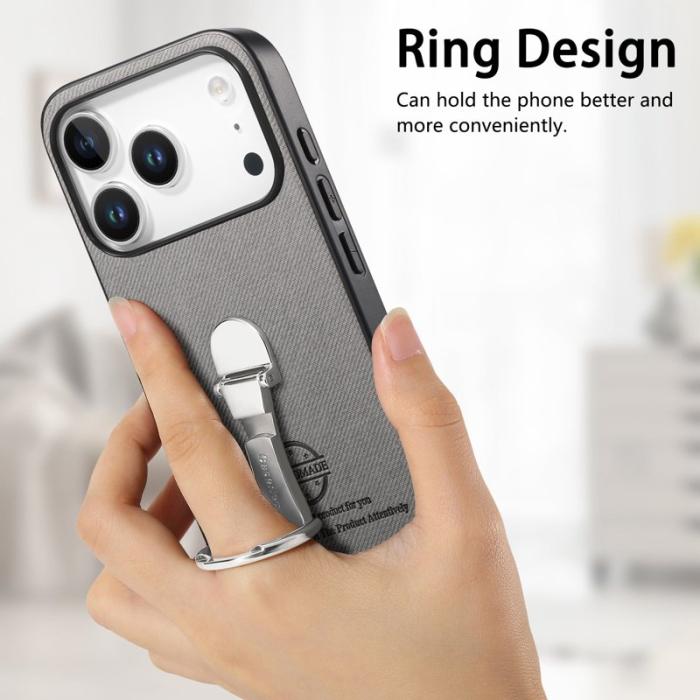 CASENEO - D.G Ming iPhone 17 Pro Fodral Kickstand KonstLäder - Grå