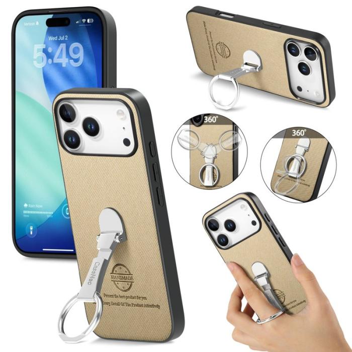 CASENEO - D.G Ming iPhone 17 Pro Fodral Kickstand KonstLäder - Khaki