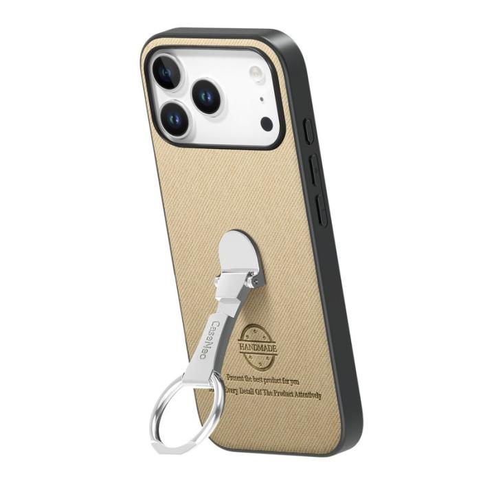 CASENEO - D.G Ming iPhone 17 Pro Fodral Kickstand KonstLäder - Khaki