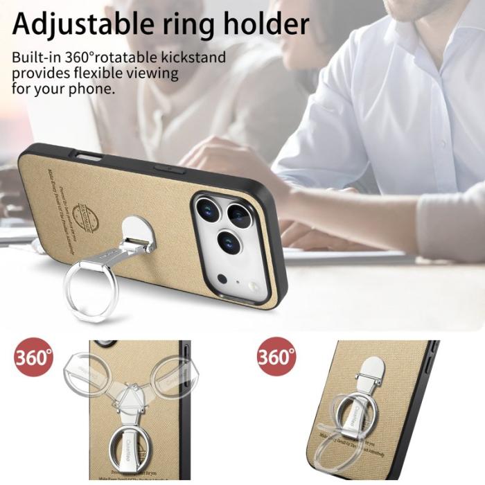 CASENEO - D.G Ming iPhone 17 Pro Fodral Kickstand KonstLäder - Khaki