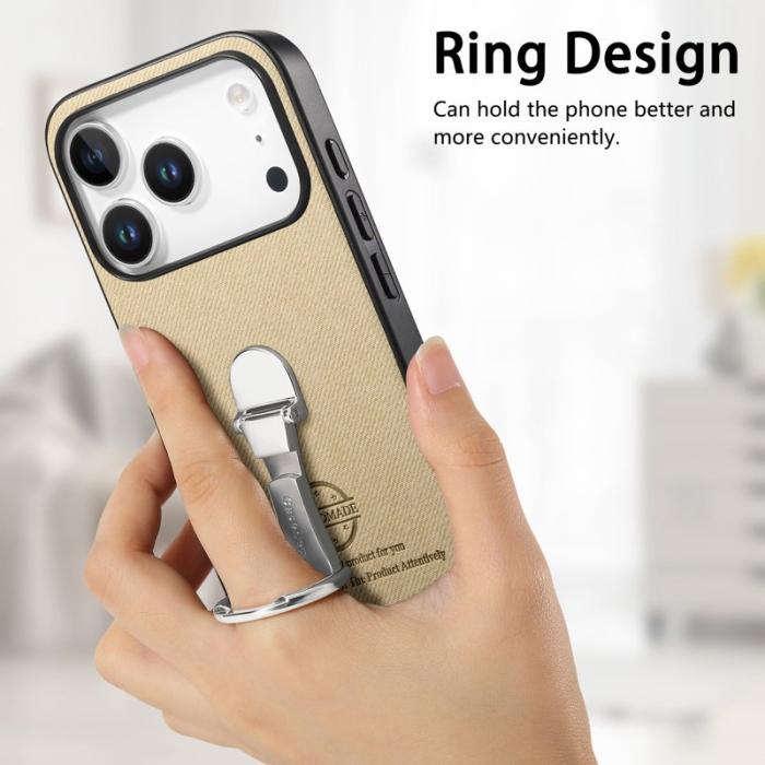 CASENEO - D.G Ming iPhone 17 Pro Fodral Kickstand KonstLäder - Khaki