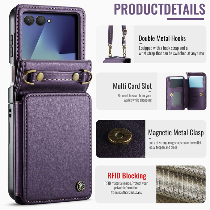 Caseme - CASEME Galaxy Z Flip 7 Plånboksfodral RFID Blocking C22 - Lila
