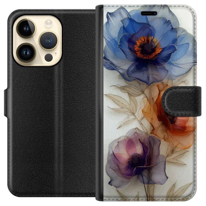 iSecrets - Plånboksfodral till Apple iPhone 15 Pro med Silkesblommor