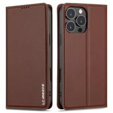 LC.imeeke - LC.IMEEKE L1 Series iPhone 16 Pro Pl&aring;nboksfodral Konstl&auml;der - Brun