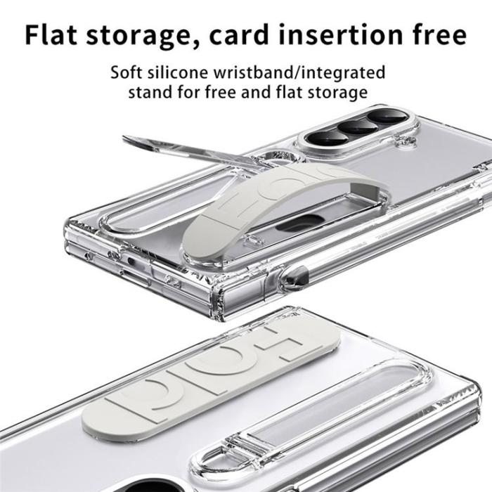 A-One Brand - Mobilskal För Galaxy Z Fold 8 Kortfack Kickstand med Skärmskydd - Transparent