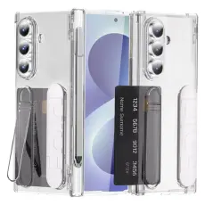 A-One Brand - Mobilskal F&ouml;r Galaxy Z Fold 8 Kortfack Kickstand med Sk&auml;rmskydd - Transparent