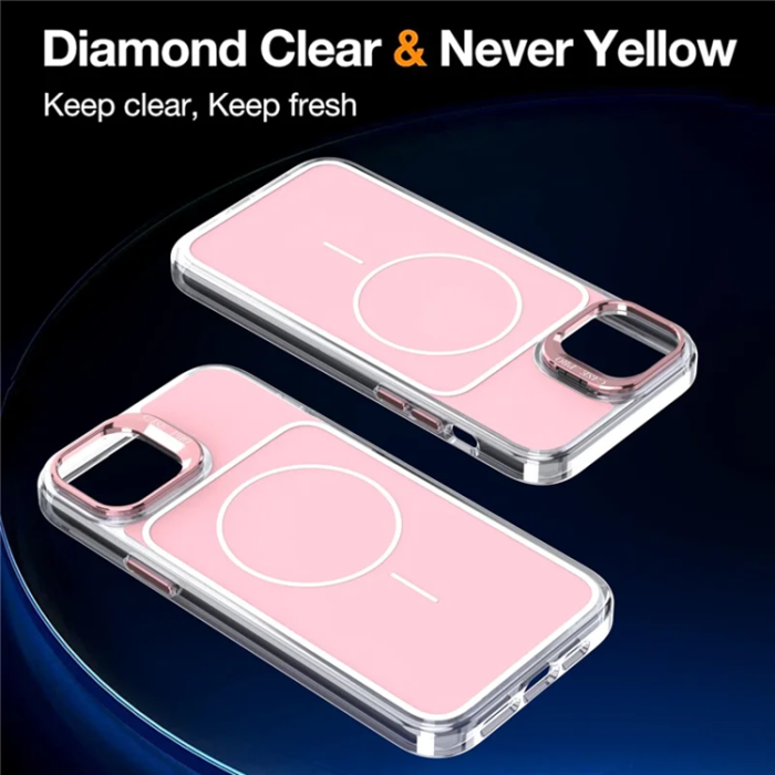 A-One Brand - iPhone 15 Plus Mobilskal MagSafe Lens Kickstand med Handrem - Rosa