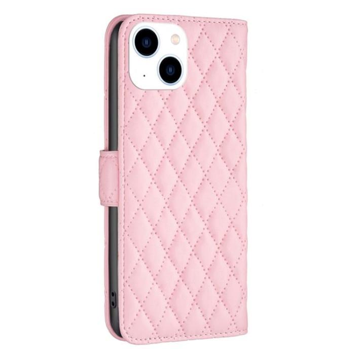 BINFEN COLOR - BINFEN iPhone 14 Plus Plånboksfodral Rhombus - Rosa