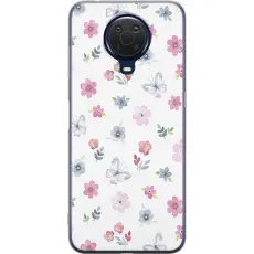 Gustaf - Mobilskal till Nokia G20 med Blommor och fj&auml;rillar