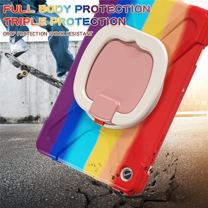A-One Brand - Galaxy Tab A9 Plus Skal Kickstand Handle Grip - Färgglad Röd