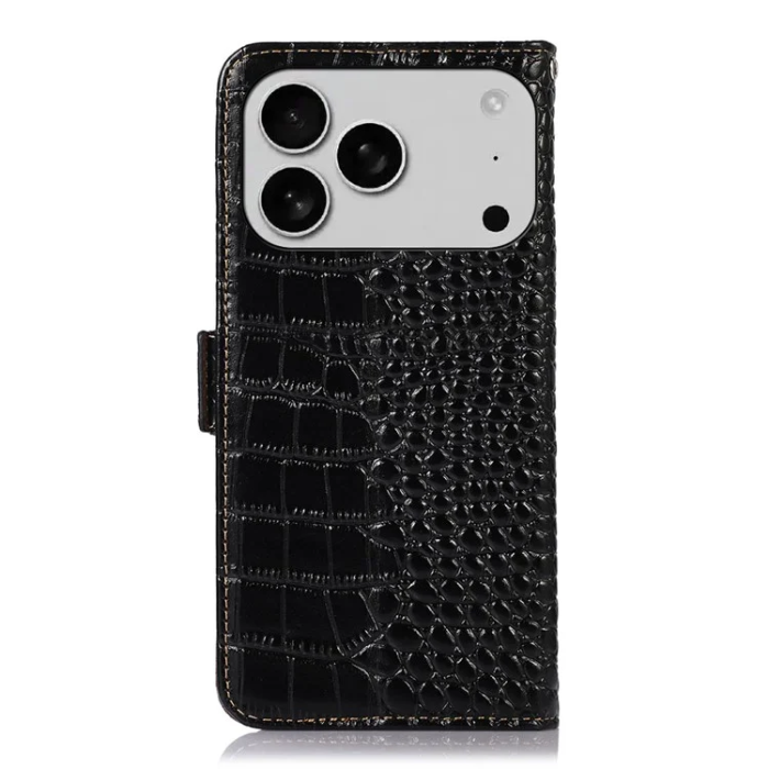 A-One Brand - iPhone 17 Pro Max Plånboksfodral Äkta läder Crocodile Texture