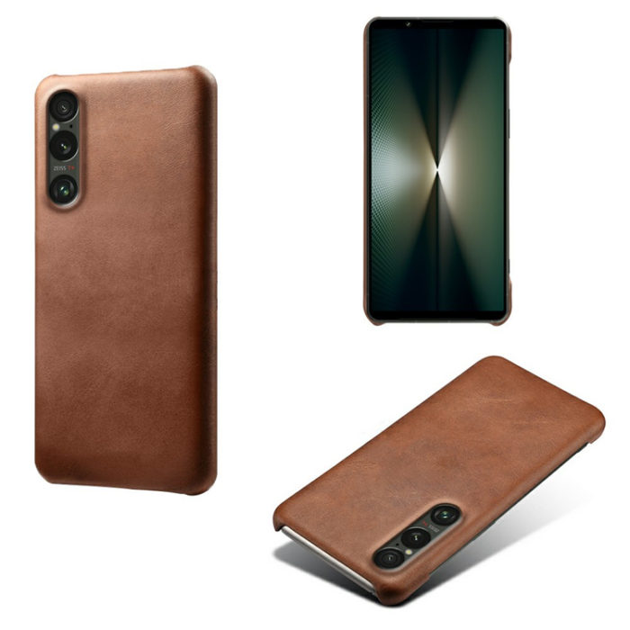 A-One Brand - Sony Xperia 1 VII Mobilskal Calfskin Texture PU-Läder - Brun