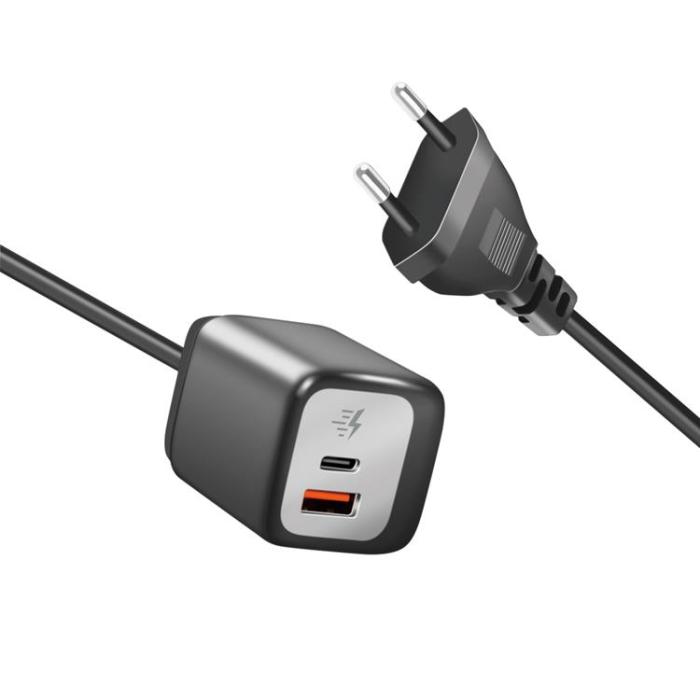 LogiLink - Logilink Väggladdare 1xUSB-A + 1xUSB-C med fast kabel 1.5m GaN 30W