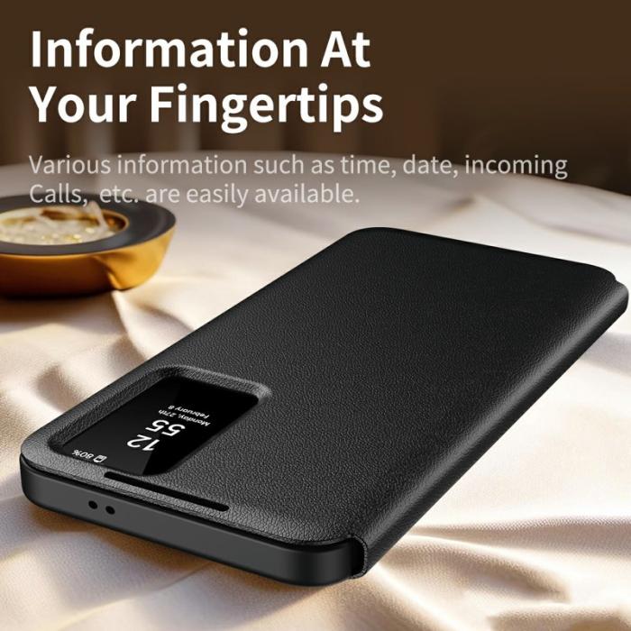 OEM - Samsung Galaxy S26 Ultra Skal PU Läder Smart View - Svart