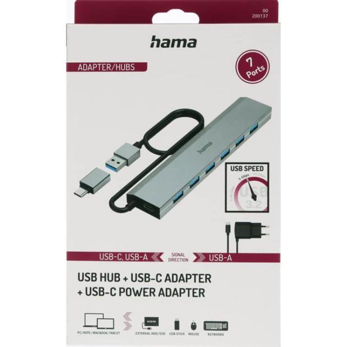 Ugreen - Hama USB HUB 7-Port - Grå