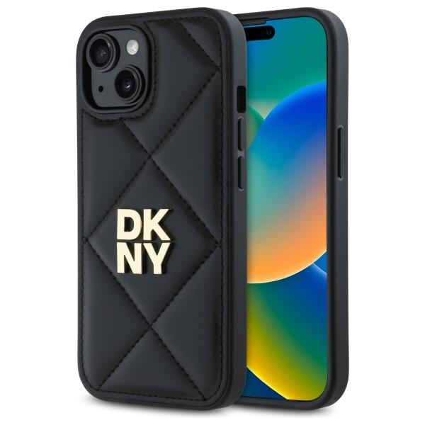 DKNY iPhone 15 Mobilskal Quilted Stack Logo - Svart | 2353 | AlltMobil