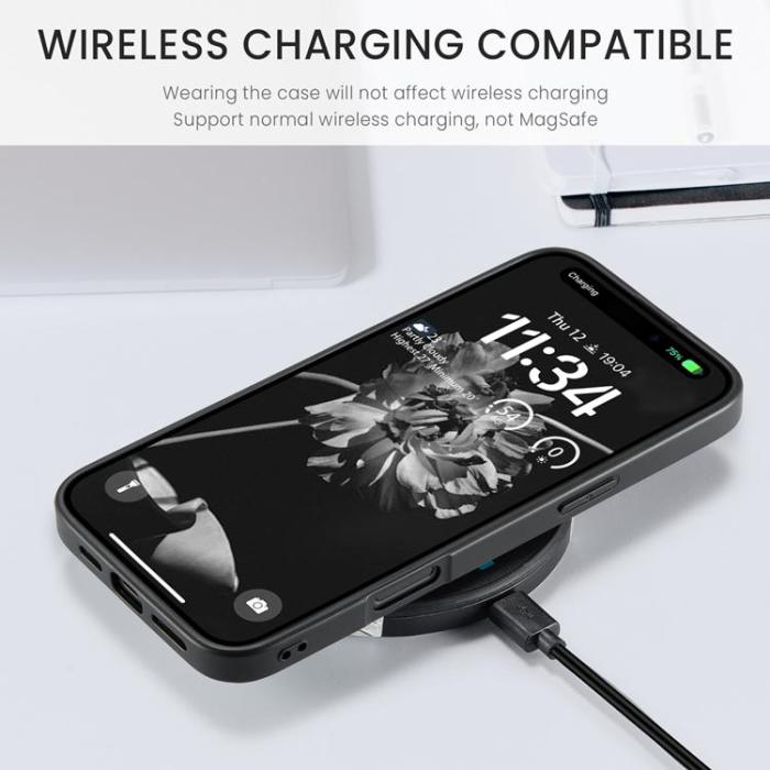 OEM - JEEHOOD iPhone 17 Mobilskal KonstLäder + Plast Avtagbar - Svart