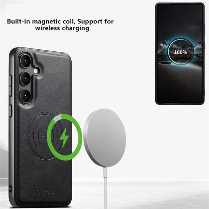 SUTENI - SUTENI Mobilskal för Galaxy S25 MagSafe Korthållare H19 - Svart