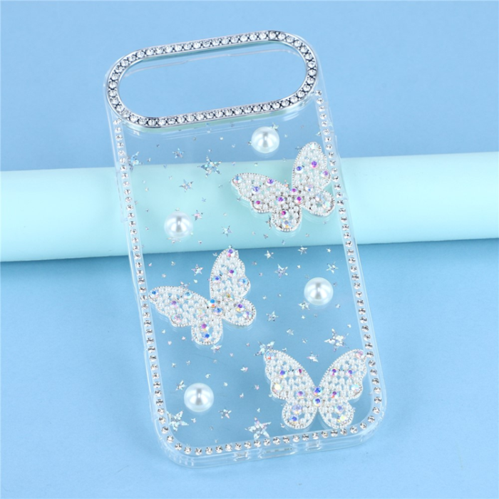 A-One Brand - iPhone Air Mobilskal Rhinestone Edge Pearl Butterfly