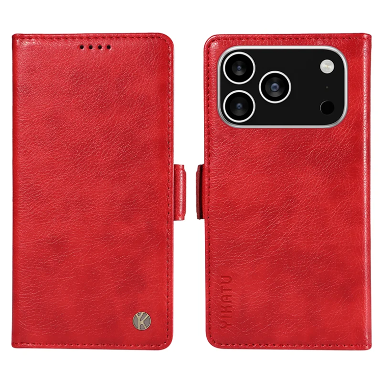 YIKATU iPhone 17 Pro Plånboksfodral Litchi Texture - Röd | 2353 | AlltMobil