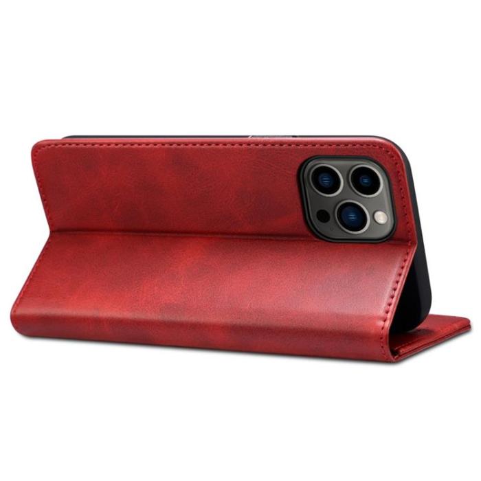 SUTENI - SUTENI iPhone 14 Pro Max Plånboksfodral Textured Surface - Röd