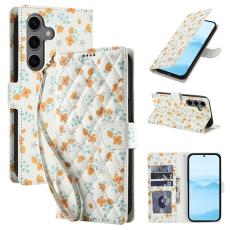 OEM - Samsung Galaxy S26 Plus Pl&aring;nboksfodral Rhombic Blomm&ouml;nster Konstl&auml;der - A3