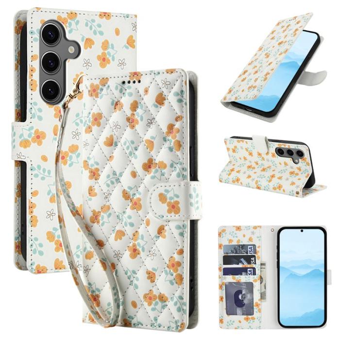 OEM - Samsung Galaxy S26 Plus Plånboksfodral Rhombic Blommönster Konstläder - A3