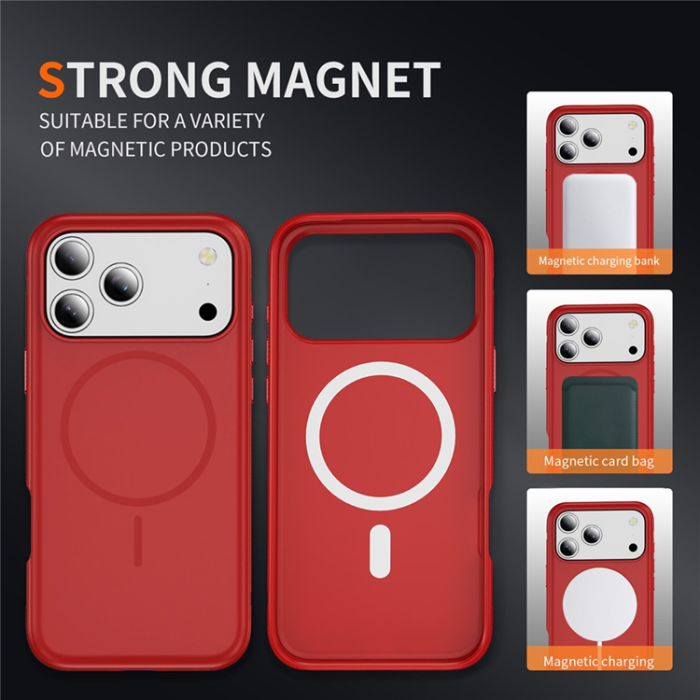 A-One Brand - iPhone 17 Pro Max Mobilskal MagSafe PC + TPU Shockproof - Röd