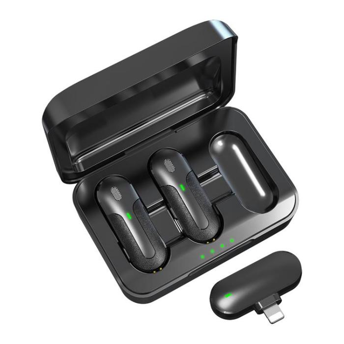 Devia - Devia 2in1 Trådlös Mikrofon Lightning ENC Kintone - Svart