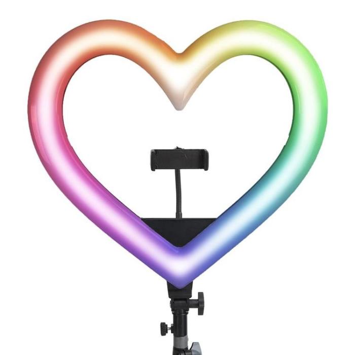 OEM - LED Ring lamp Heart 12 tum med hållare till mobil