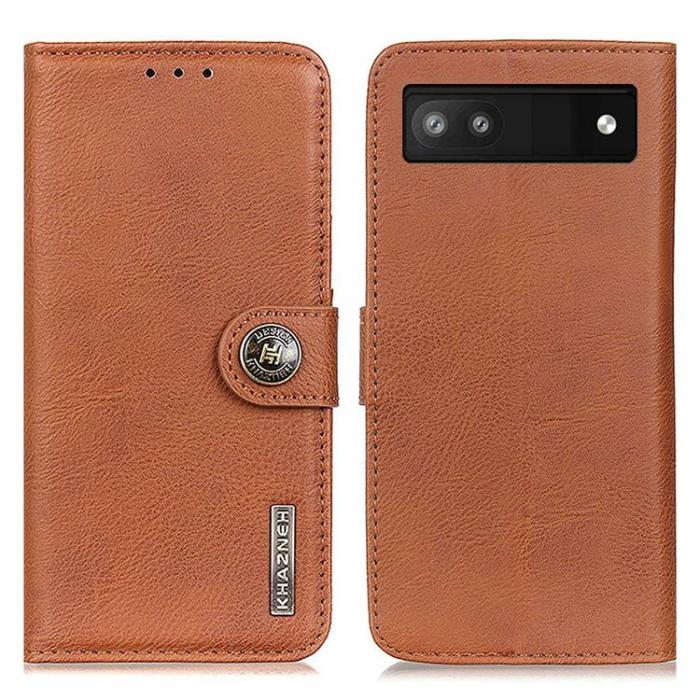 KHAZNEH - KHAZNEH Google Pixel 6a Plånboksfodral Magnetic Flip - Brun