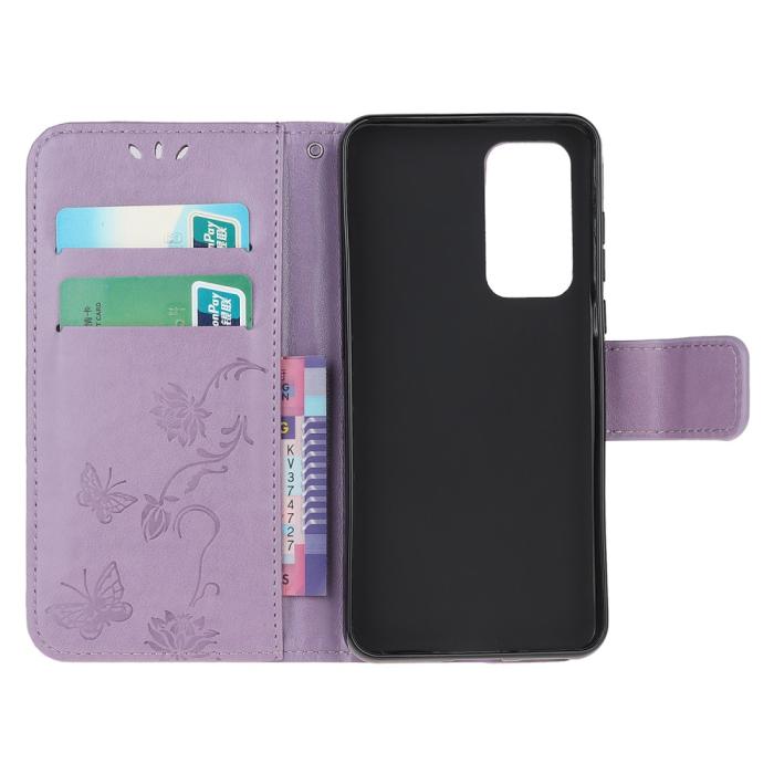 OEM - Butterfly Plånboksfodral till Huawei P40 Pro - Lila