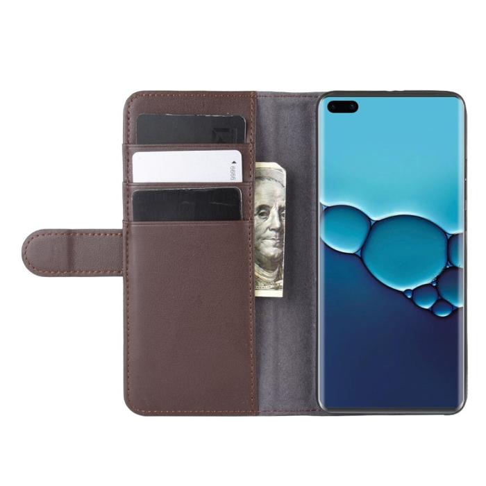UTGATT1 - Äkta Läder Plånboksfodral till Huawei P40 Pro - Brun