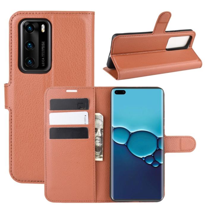 OEM - Litchi Plånboksfodral till Huawei P40 - Brun