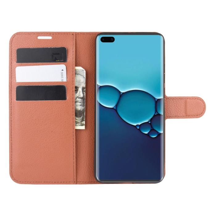 OEM - Litchi Plånboksfodral till Huawei P40 - Brun