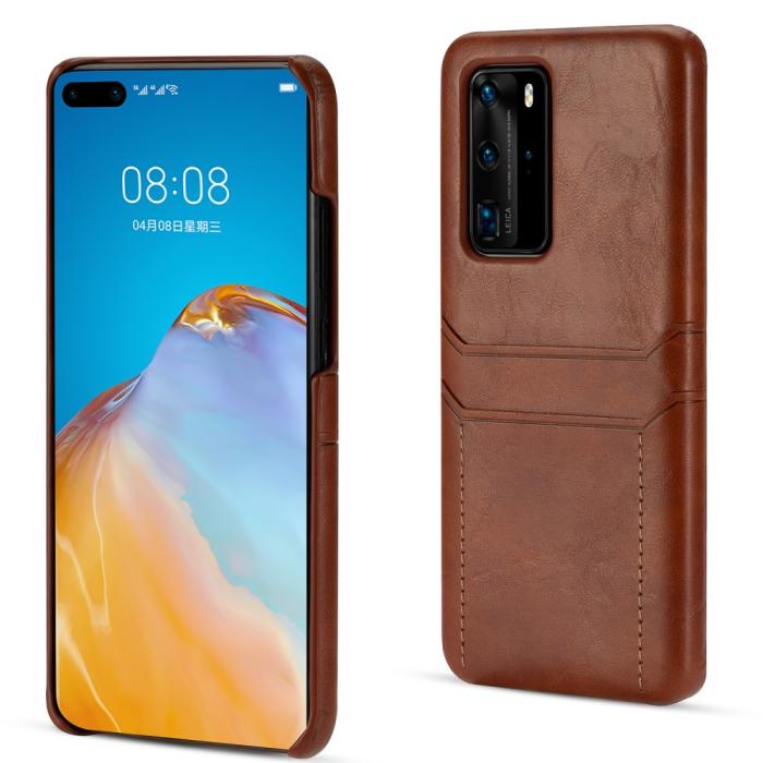 OEM - Skal med kortplatser till Huawei P40 - Brun