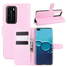 OEM - Litchi Plånboksfodral till Huawei P40 - Rosa