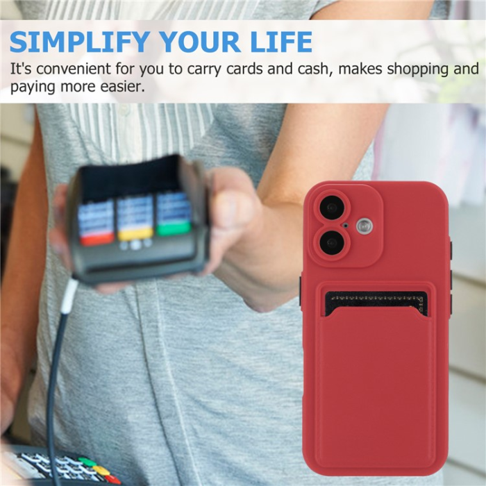 A-One Brand - iPhone 16 Plus Mobilskal Korthållare TPU - Hagtornsröd