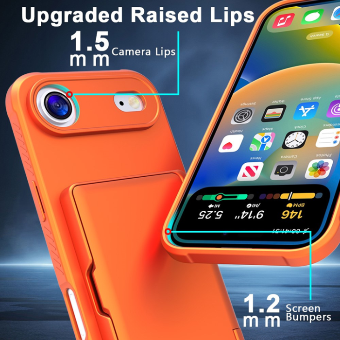 A-One Brand - iPhone Air Mobilskal Korthållare Mirror Kickstand - Orange