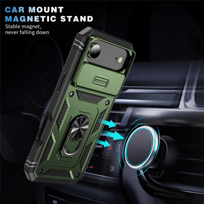 A-One Brand - iPhone Air Mobilskal Slide Camshield Kickstand - Armégrön