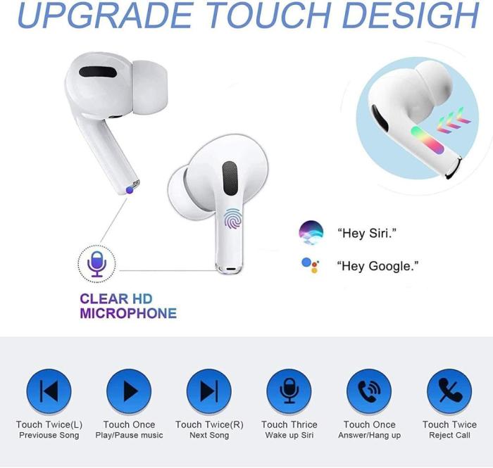 UTGATT5 - BoomPods Pro - Hörlurar med Touch och Trådlös Laddning - Bluetooth