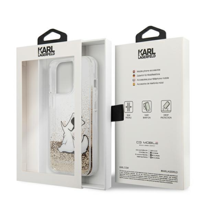 UTGATT1 - Karl Lagerfeld iPhone 13 Pro Skal Liquid Glitter - Guld