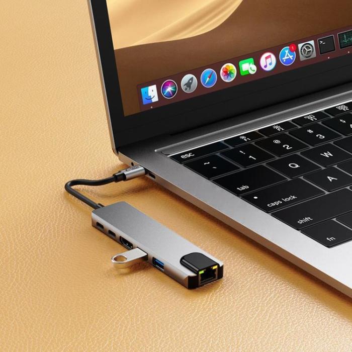 Tech-Protect - Tech-Protect HB02 6in1 Hub Adapter - Space Grå